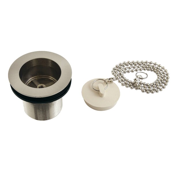 112 Chain and Stopper Tub Drain with 134 Body Thread, Brushed Nickel